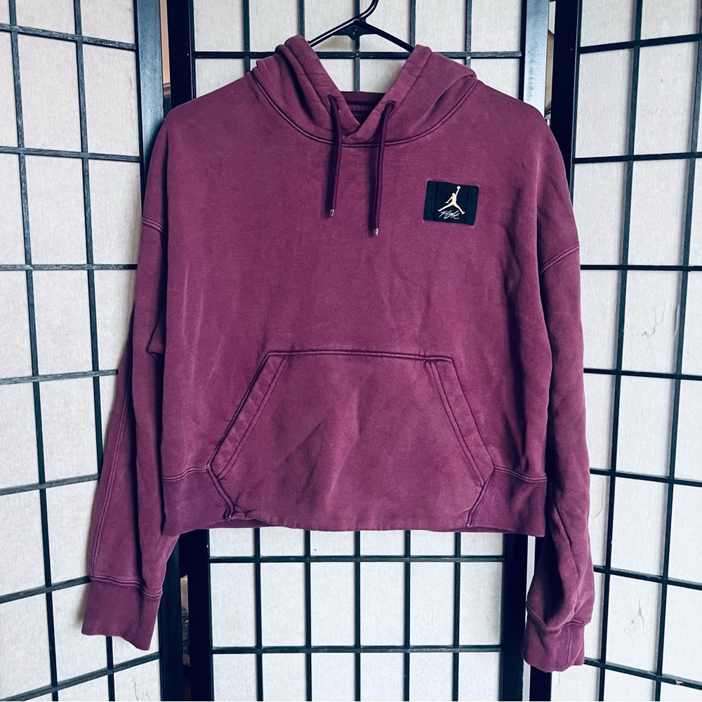 Nike air Jordan burgundy crop fleece hoodie sz S
